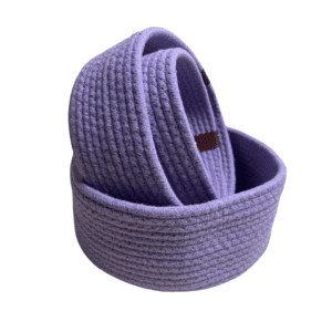 Cotton Rope Storage Basket For Your Home & Kitchen (Small,Medium,Large) – Pack of 3 (Purple)