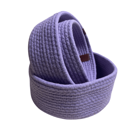 Cotton Rope Storage Basket For Your Home & Kitchen (Small,Medium,Large) – Pack of 3 (Purple)