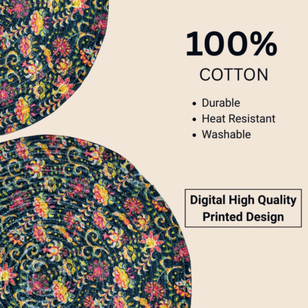 Multiple Flowers Printed Round Mat - Digital Printed Designs (14 Inches) - Image 3