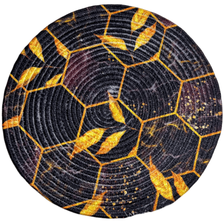 Dark Flower Printed Round Mat - Digital Printed Designs (14 Inches)