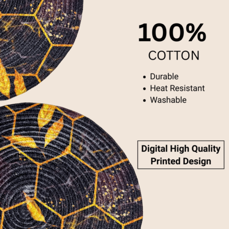 Dark Flower Printed Round Mat - Digital Printed Designs (14 Inches) - Image 3