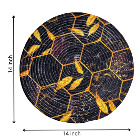 Dark Flower Printed Round Mat - Digital Printed Designs (14 Inches) - Image 4