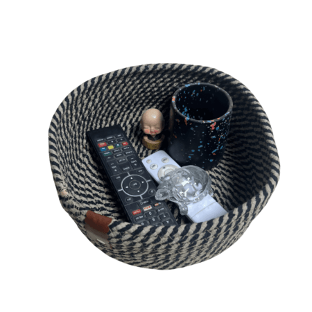 Cotton Rope Storage Basket For Your Home & Kitchen (Small,Medium,Large) - Pack of 3 (Baige Black) - Image 3