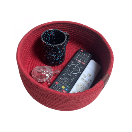 Cotton Rope Storage Basket For Your Home & Kitchen (Small,Medium,Large) - Pack of 3 (Red) - Image 3
