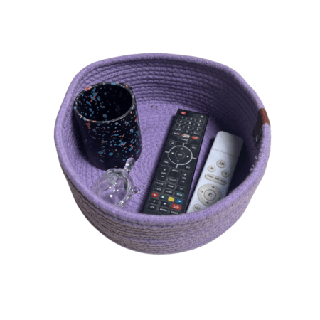 Cotton Rope Storage Basket For Your Home & Kitchen (Small,Medium,Large) – Pack of 3 (Purple) - Image 3
