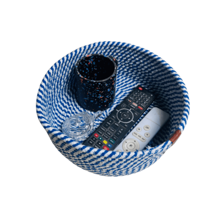 Cotton Rope Storage Basket For Your Home & Kitchen (Small,Medium,Large) - Pack of 3 (Blue White) - Image 3