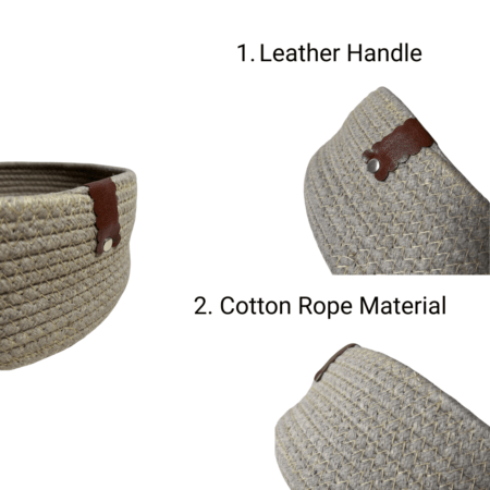 Cotton Rope Storage Basket For Your Home & Kitchen (Small,Medium,Large) - Pack of 3 (Light Brown)) - Image 4
