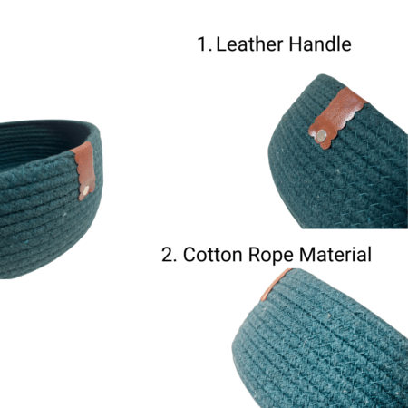 Cotton Rope Storage Basket For Your Home & Kitchen (Small,Medium,Large) - Pack of 3 (Green) - Image 4
