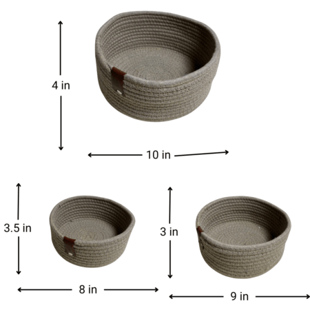 Cotton Rope Storage Basket For Your Home & Kitchen (Small,Medium,Large) - Pack of 3 (Light Brown)) - Image 2