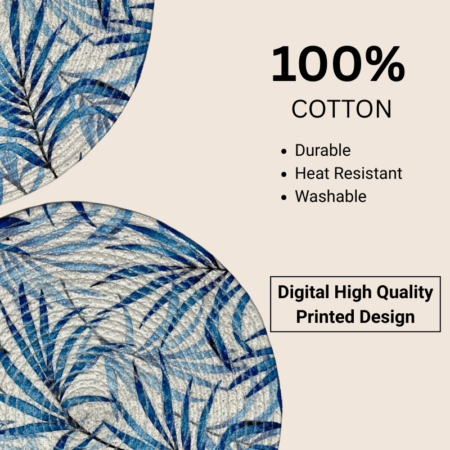Blue Flowers Printed Round Mat - Digital Printed Designs (14 Inches) - Image 3