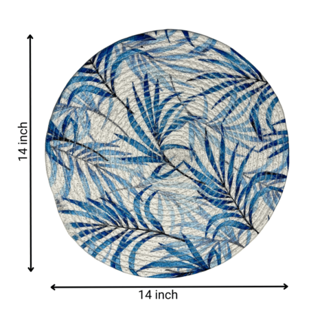 Blue Flowers Printed Round Mat - Digital Printed Designs (14 Inches) - Image 4