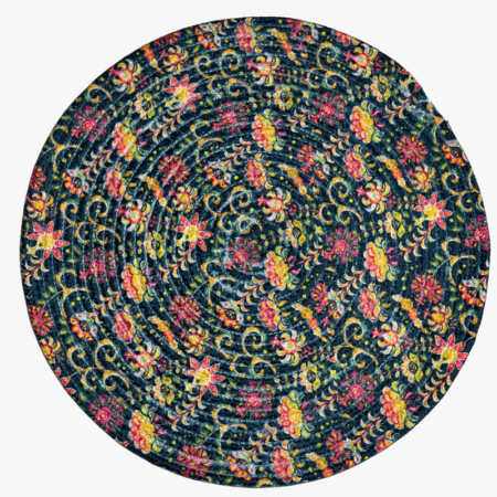 Multiple Flowers Printed Round Mat - Digital Printed Designs (14 Inches)