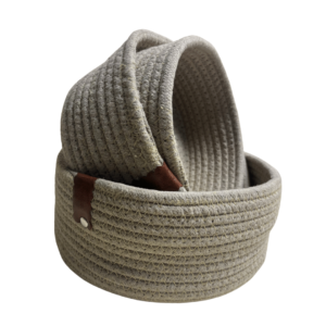Cotton Rope Storage Basket For Your Home & Kitchen (Small,Medium,Large) - Pack of 3 (Light Brown))