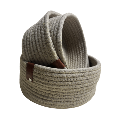 Cotton Rope Storage Basket For Your Home & Kitchen (Small,Medium,Large) - Pack of 3 (Light Brown))