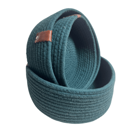 Cotton Rope Storage Basket For Your Home & Kitchen (Small,Medium,Large) - Pack of 3 (Green)
