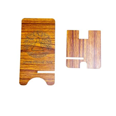 Wooden Mobile Stand / Mobile Holder for Office table, study table with Charging Slot (Love Peace Joy) - Image 5