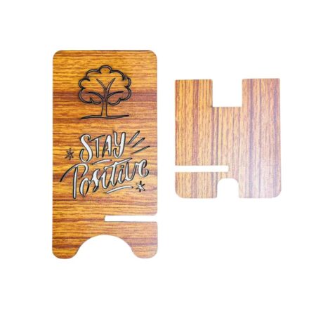Wooden Mobile Stand / Mobile Holder for Office table, study table with Charging Slot (Stay Positive) - Image 5