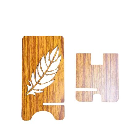 Wooden Mobile Stand / Mobile Holder for Office table, study table with Charging Slot (Leaf) - Image 5