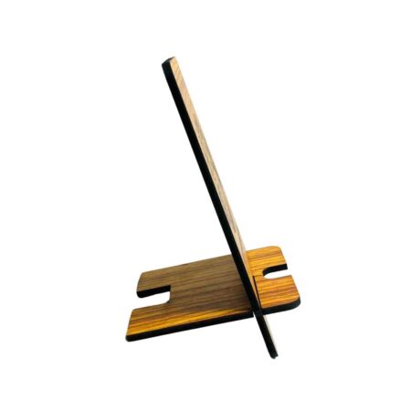 Wooden Mobile Stand / Mobile Holder for Office table, study table with Charging Slot (Leaf) - Image 3