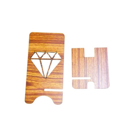 Wooden Mobile Stand / Mobile Holder for Office table, study table with Charging Slot (Diamond) - Image 5