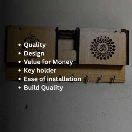 Key Holders for Home Wall with 8 Hooks & elastic, Storage for Home & Office Multipurpose (Ganesh&Om) - Image 3