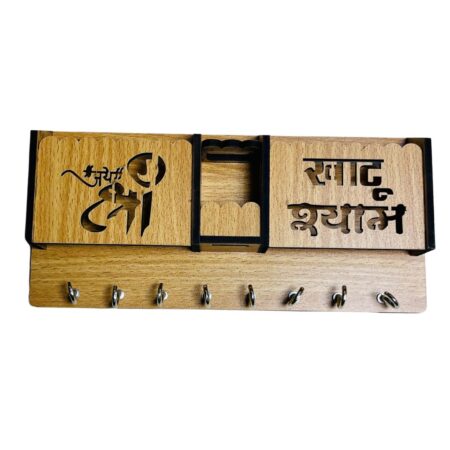 Key Holders for Home Wall with 8 Hooks & elastic, Storage for Home & Office Multipurpose (Jai Shree & Khatu Shyam) - Image 2