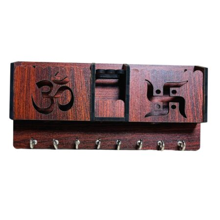 Key Holders for Home Wall with 8 Hooks & elastic, Storage for Home & Office Multipurpose (OM & Swastik) - Image 2