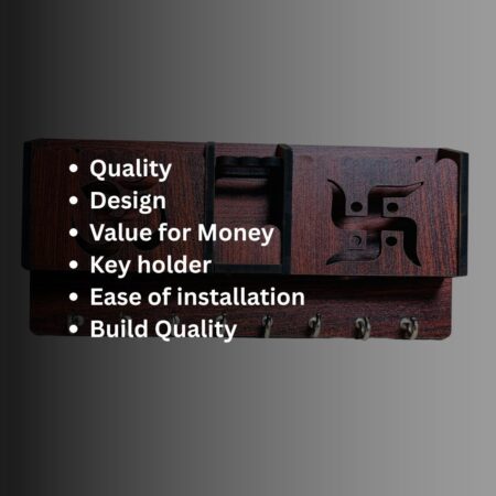 Key Holders for Home Wall with 8 Hooks & elastic, Storage for Home & Office Multipurpose (OM & Swastik) - Image 3