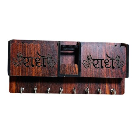 Key Holders for Home Wall with 8 Hooks & elastic, Storage for Home & Office Multipurpose (Radhe radhe) - Image 2