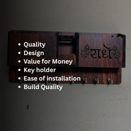Key Holders for Home Wall with 8 Hooks & elastic, Storage for Home & Office Multipurpose (Radhe radhe) - Image 3