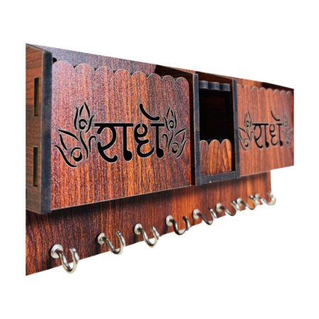 Key Holders for Home Wall with 8 Hooks & elastic, Storage for Home & Office Multipurpose (Radhe radhe) - Image 4