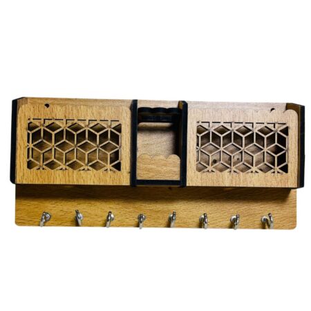 Key Holders for Home Wall with 8 Hooks & elastic, Storage for Home & Office Multipurpose (Hexagon) - Image 2