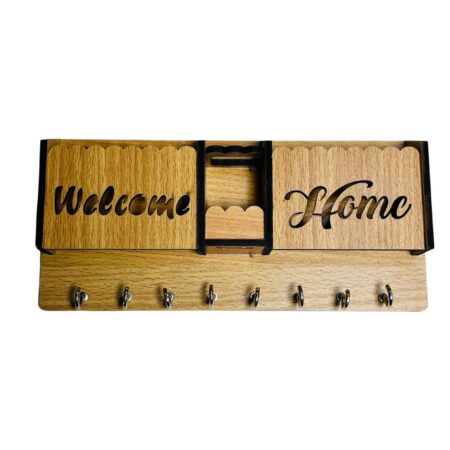 Key Holders for Home Wall with 8 Hooks & elastic, Storage for Home & Office Multipurpose (Welcome Home) - Image 2