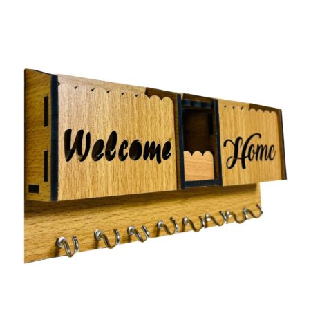 Key Holders for Home Wall with 8 Hooks & elastic, Storage for Home & Office Multipurpose (Welcome Home) - Image 4