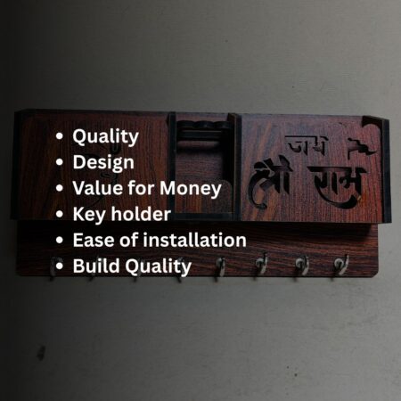 Key Holders for Home Wall with 8 Hooks & elastic, Storage for Home & Office Multipurpose (Jai Shree Ram) - Image 3