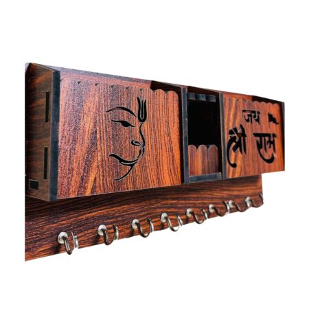 Key Holders for Home Wall with 8 Hooks & elastic, Storage for Home & Office Multipurpose (Jai Shree Ram) - Image 4