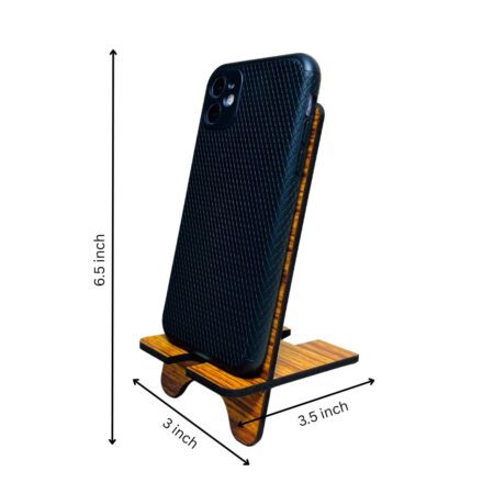 Wooden Mobile Stand / Mobile Holder for Office table, study table with Charging Slot (Leaf) - Image 4