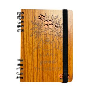 Wooden Diary - Plant Good Thoughts Design (100 Quality pages & 9*6 Sizes)