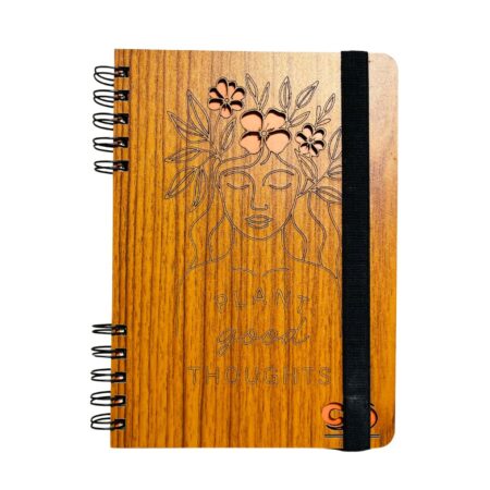 Wooden Diary - Plant Good Thoughts Design (100 Quality pages & 9*6 Sizes)