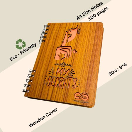 Wooden Diary - My Secrets Design (100 Quality pages & 9*6 Sizes) - Image 3