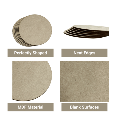 MDF Wooden Circle Blanks (4 Inch) – Set of 6 | DIY Craft Bases for Painting, Resin Art, Home Décor & Kids Projects - Image 2