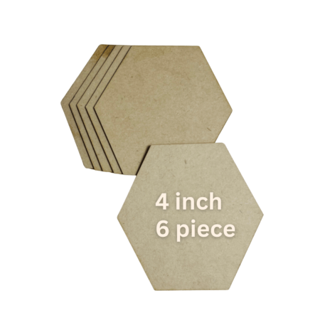 MDF Wooden Hexagon Blanks (4 Inch) – Set of 6 | DIY Craft Bases for Painting, Resin Art, Home Décor & Kids Projects