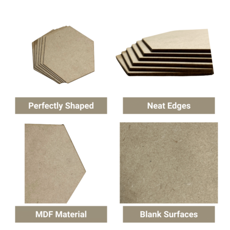 MDF Wooden Hexagon Blanks (4 Inch) – Set of 6 | DIY Craft Bases for Painting, Resin Art, Home Décor & Kids Projects - Image 2