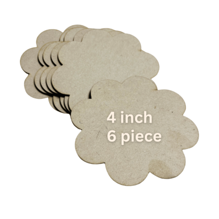 MDF Wooden Flower Blanks (4 Inch) – Set of 6 | DIY Craft Bases for Painting, Resin Art, Home Décor & Kids Projects