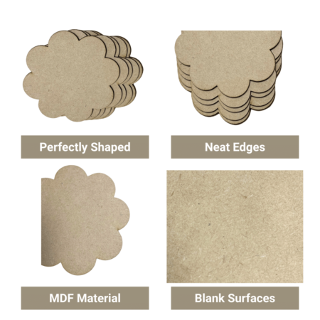 MDF Wooden Flower Blanks (4 Inch) – Set of 6 | DIY Craft Bases for Painting, Resin Art, Home Décor & Kids Projects - Image 2