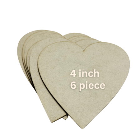 MDF Wooden Heart Blanks (4 Inch) – Set of 6 | DIY Craft Bases for Painting, Resin Art, Home Décor & Kids Projects