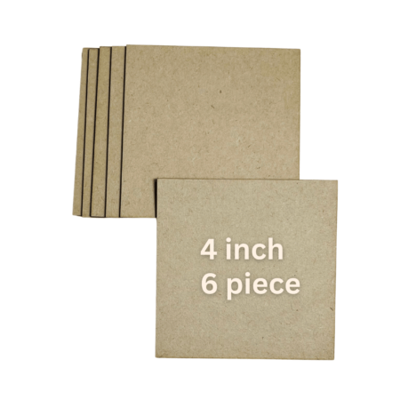 MDF Wooden Square Blanks (4 Inch) – Set of 6 | DIY Craft Bases for Painting, Resin Art, Home Décor & Kids Projects