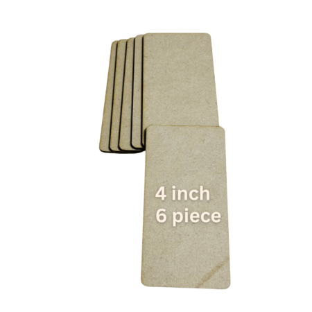 MDF Wooden Rectangle Blanks (4 Inch) – Set of 6 | DIY Craft Bases for Painting, Resin Art, Home Décor & Kids Projects