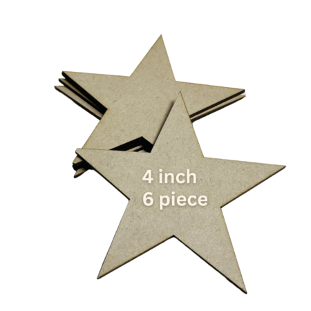 MDF Wooden Star Blanks (4 Inch) – Set of 6 | DIY Craft Bases for Painting, Resin Art, Home Décor & Kids Projects