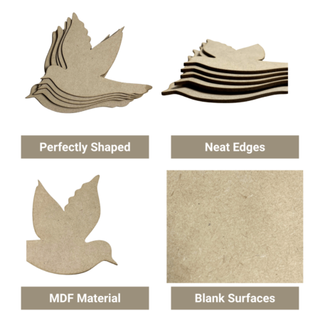 MDF Wooden Bird Blanks (4 Inch) – Set of 6 | DIY Craft Bases for Painting, Resin Art, Home Décor & Kids Projects - Image 2